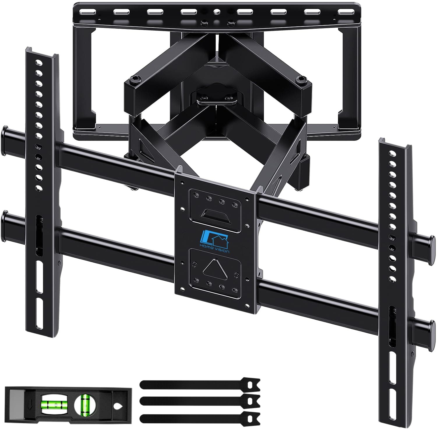 HOME VISION Full Motion TV Wall Mount Bracket for 32-85 Inch Flat/Curved TVs, Dual Articulating Arms with Swivel Tilt Level, 132Lbs Capacity, Fits 16 Inch Studs, Max VESA 600x400mm