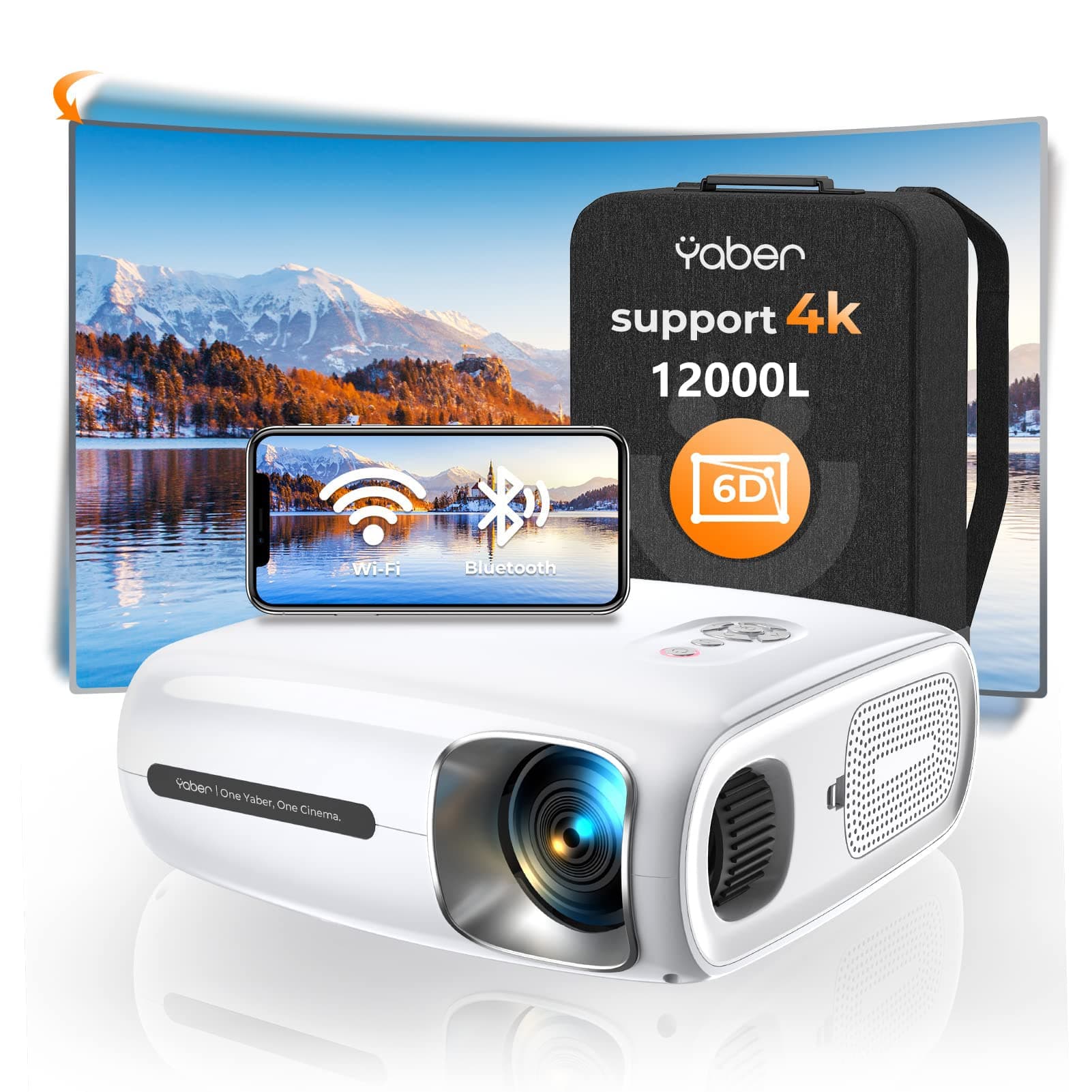 YABER Pro V7 5G WiFi Bluetooth Projector, Native 1080P Projector 4K Support, Auto 6D Keystone Correction &4P/4D, HD Movie Projectors Home&Outdoor Video 4K Projector for iOS/Android/TV Stick