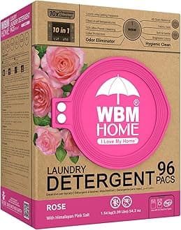 Home 10-in-1 Laundry Pods, Total 96 Count, Ultra Concentrate with Powerful Stain Lifter Technology, Fabric Softener With Rose Extracts, Detergent Pods