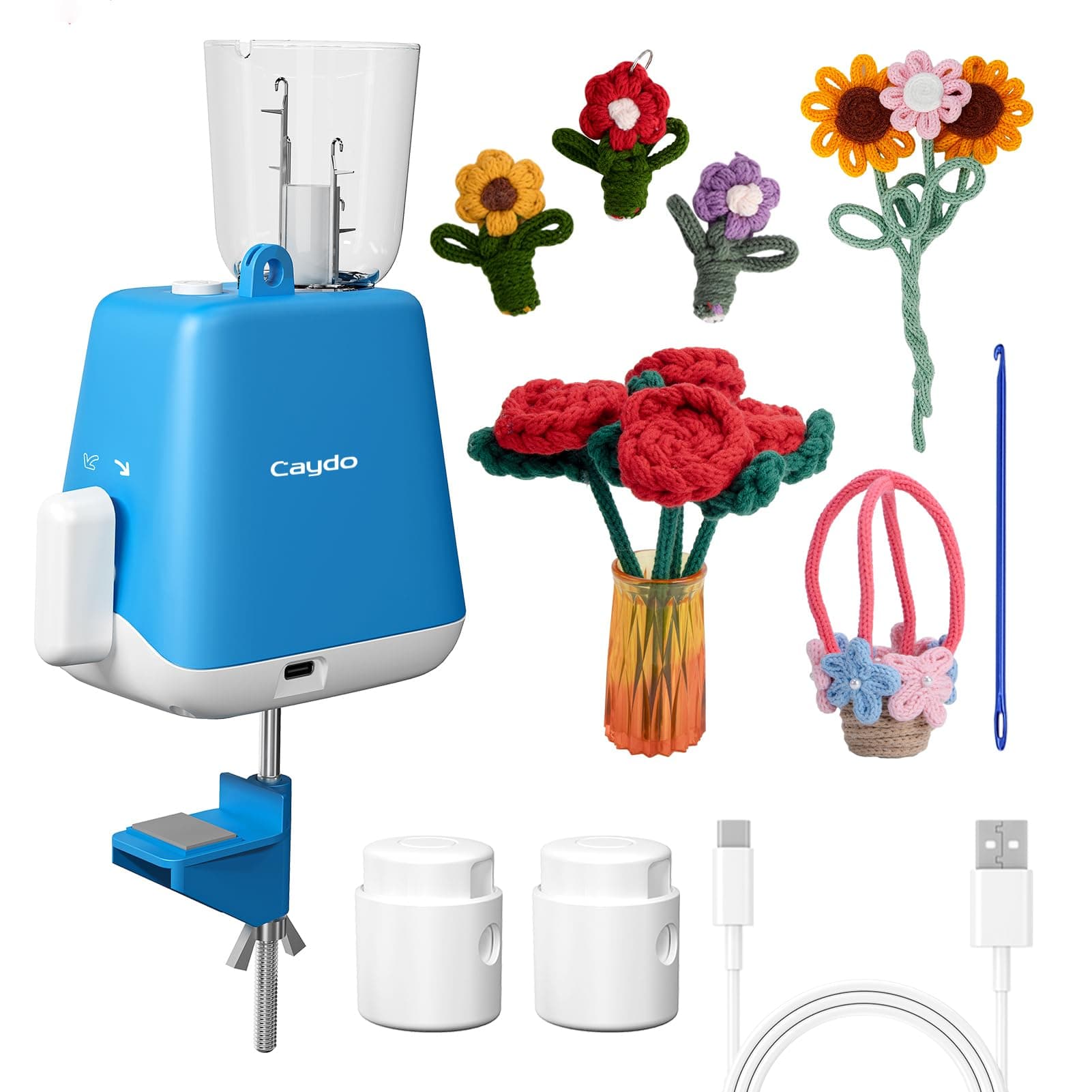 Caydo i Cord Knitting Machine, Electric iCord Maker Tool with Adequate Tension, i-Cord Knitter Machine, Automatic Knitting Yarns to i-Cords, Efficiently DIY Knitting Machine for Crocheters(Patented)