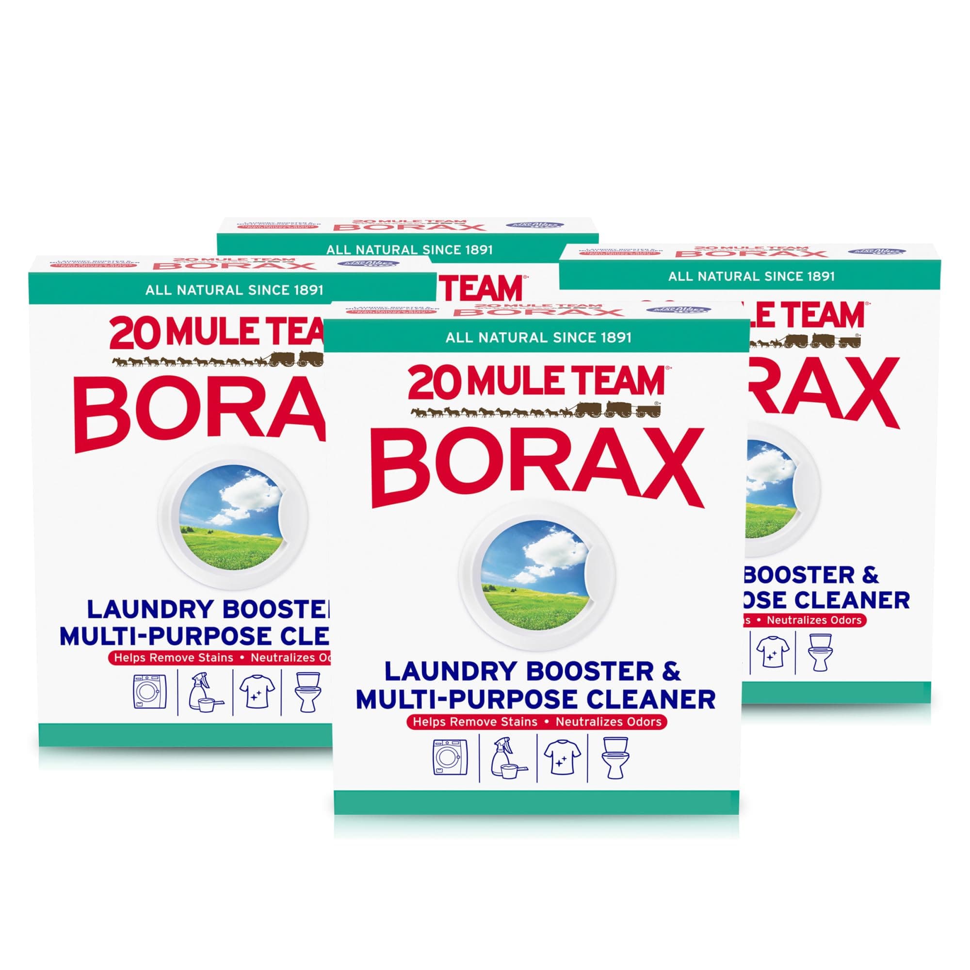 - All Natural Borax Detergent Booster & Multi-Purpose Household Cleaner, 65 Ounce, 4 Count