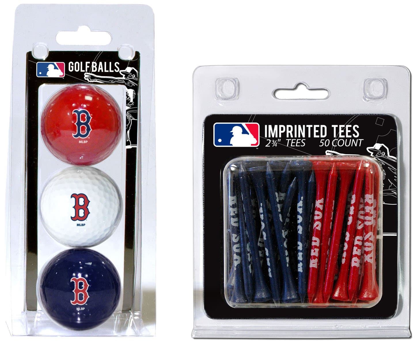 Team Golf MLB Logo Imprinted Golf Balls (3 Count) & 2-3/4" Regulation Golf Tees (50 Count) - Ball Colors May Vary