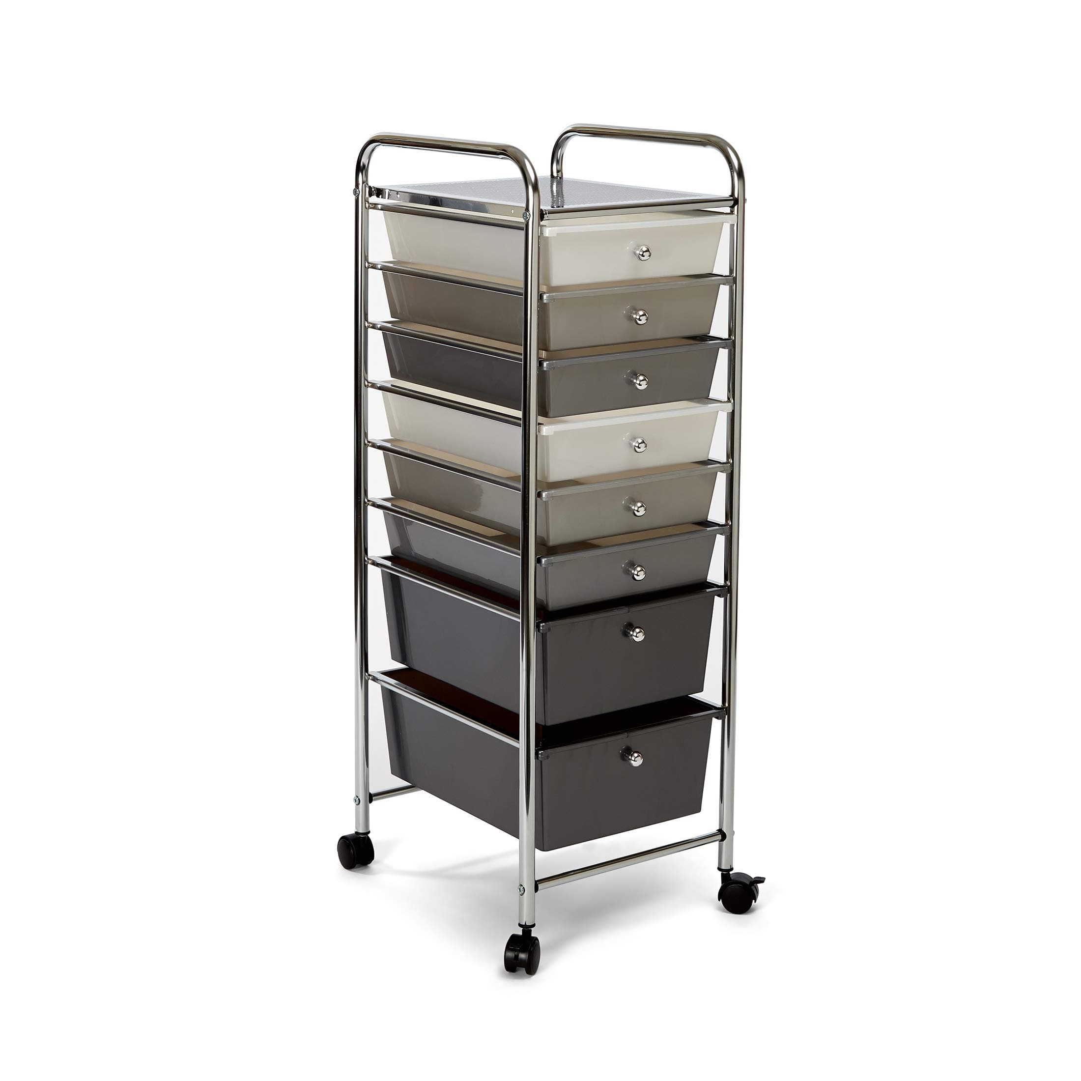 Seville Classics 8-Drawer Multipurpose Mobile Rolling Utility Storage Bin Organizer Cart, White/Gray/Black Gradient