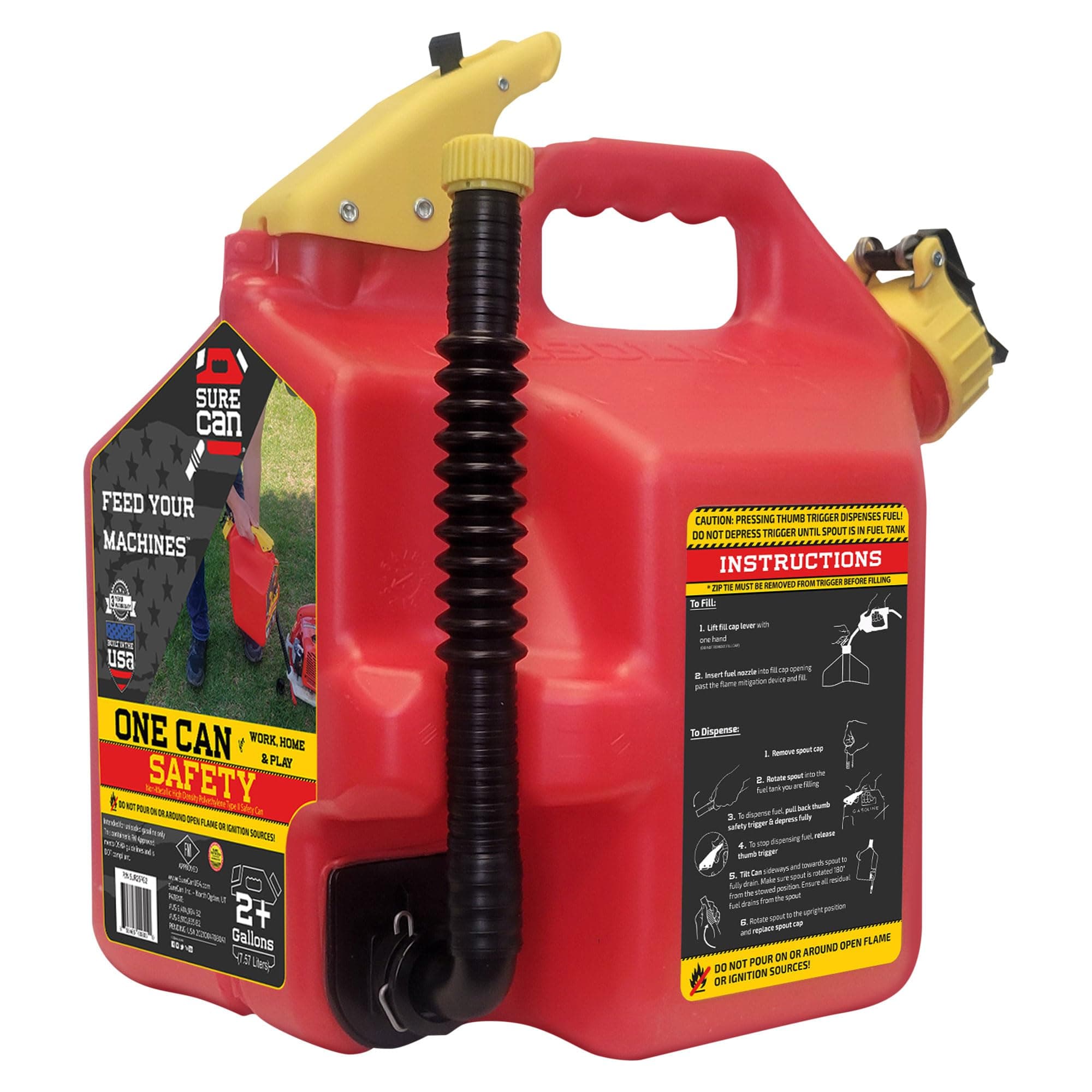 2 Gallon Type-II Safety Container - With a Rotating Spout, Free Spill Design, Self-Venting, & Safety Fill Cap, Your Ideal Jerry Can (Red)