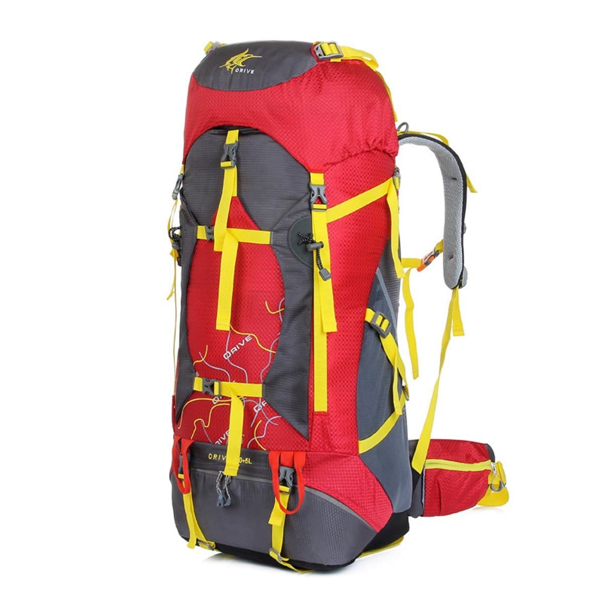 Waterproof Ultralight Internal Frame Backpack TCS Bearing System for Camping Hiking Mountaineering 75L Red