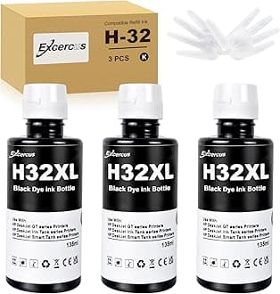 3Pack Ink Bottle 31 32XL 32 XL Compatible with HP Smart Tank 5000 5101 7301 6001 7602 5101 7001 551 555 651 455 457 450 Printers (135ML 32XL Black Ink)