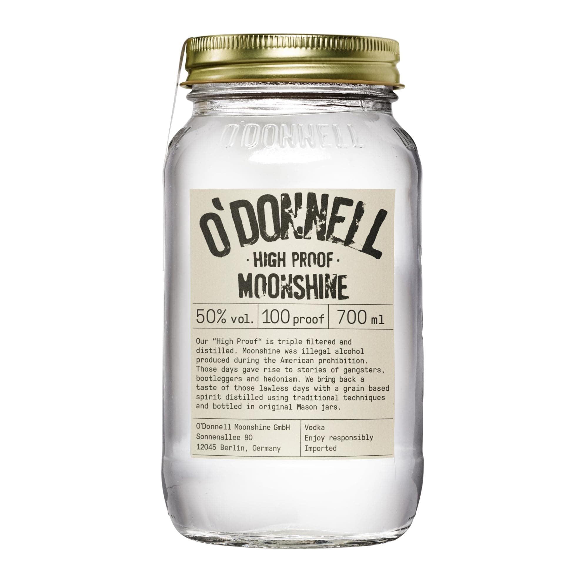 O'Donnell Moonshine -"High Proof" | 700ml | 50% ABV | 100 proof