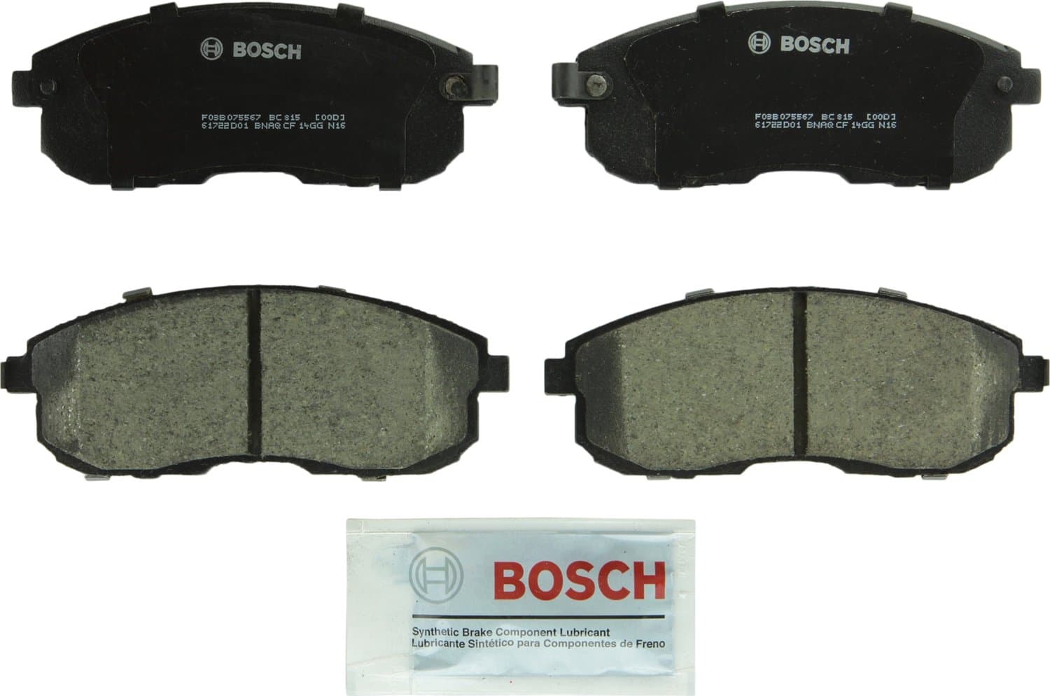 BOSCH BC815 QuietCast Premium Ceramic Disc Brake Pad Set - Compatible with Select Infiniti G20, G35, I30; Nissan Altima, Cube, Maxima, Sentra, 350Z; Suzuki SX4; FRONT