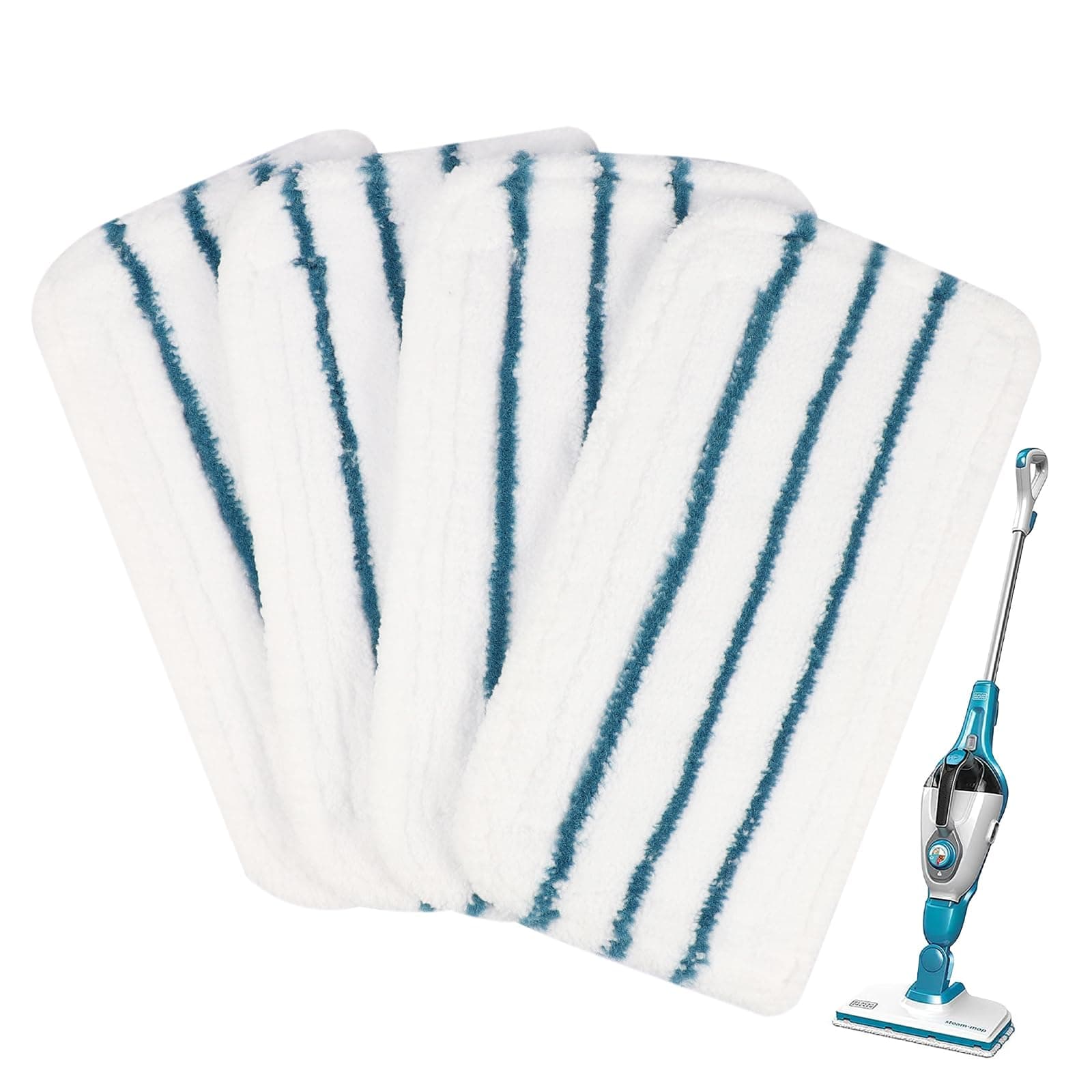 4 PCS Replacement Pads Accessories Compatible with Black+Decker Steam Mop SM1600, SM1610, SM1620, HSM13E1, HSMC1300FX, HSMC1321, HSMC1321APB, HSMC1361SGP, BDH1855SM, BDH1760SM, SMP20 Mop Pads