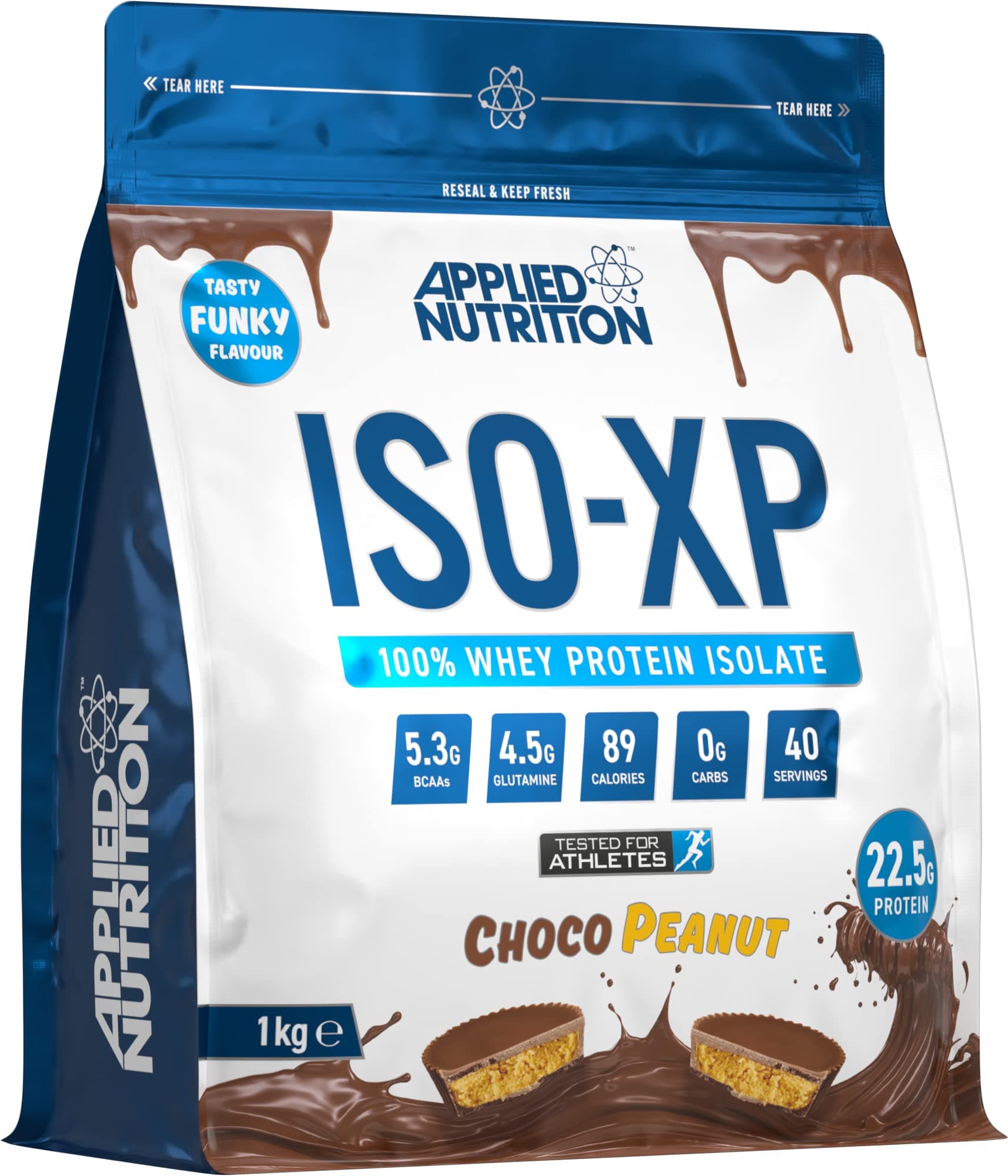 ISO XP Funky Yummy Flavours Whey Protein Isolate Powder, Zero Sugar & Fat, Soy & Gluten Free, Choco Peanut, 1000 g