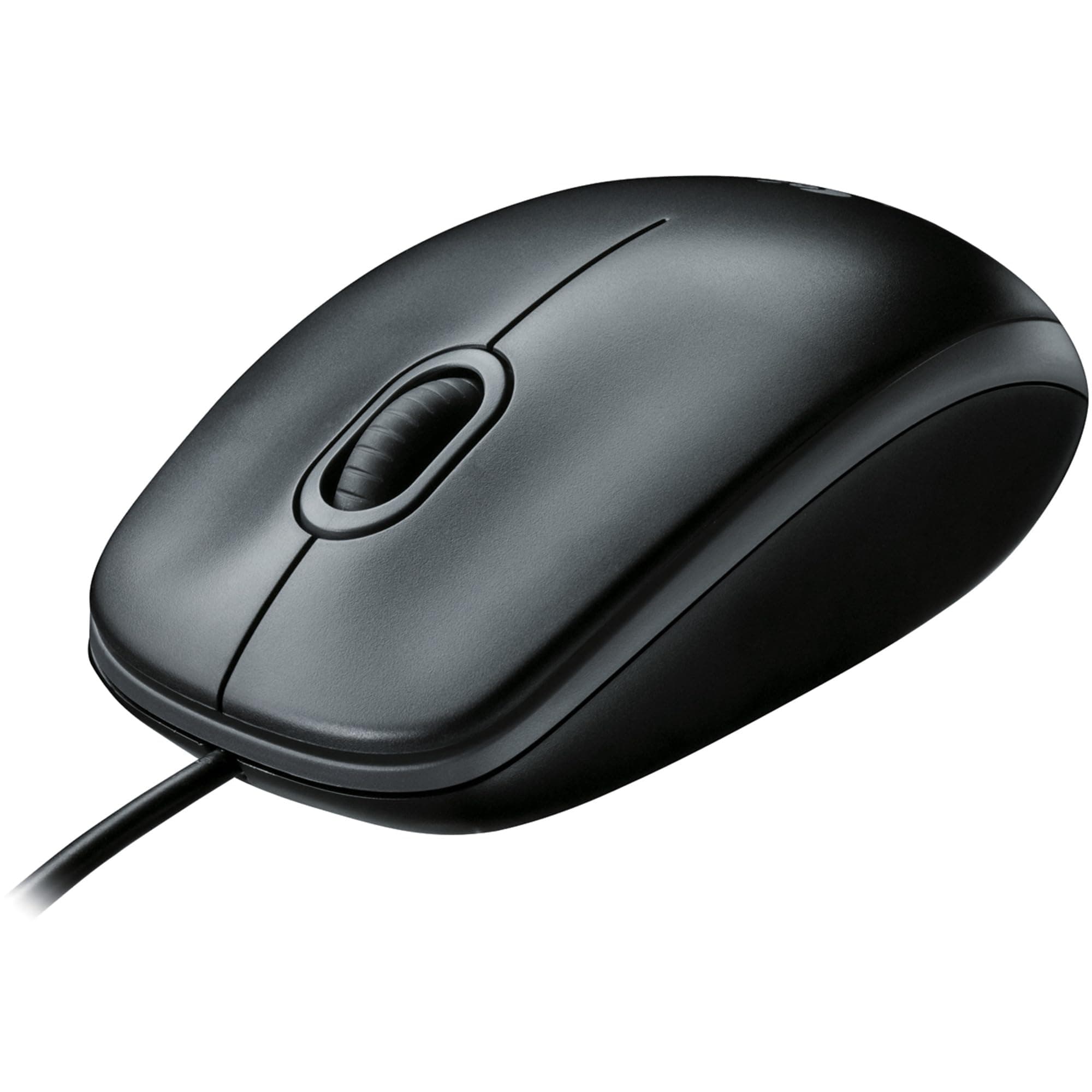 Logitech B100 Maus mit Kabel, USB-Anschluss, 800 DPI Optischer Sensor, 3 Tasten, Für Links und Rechtshänder, PC/Mac - Schwarz