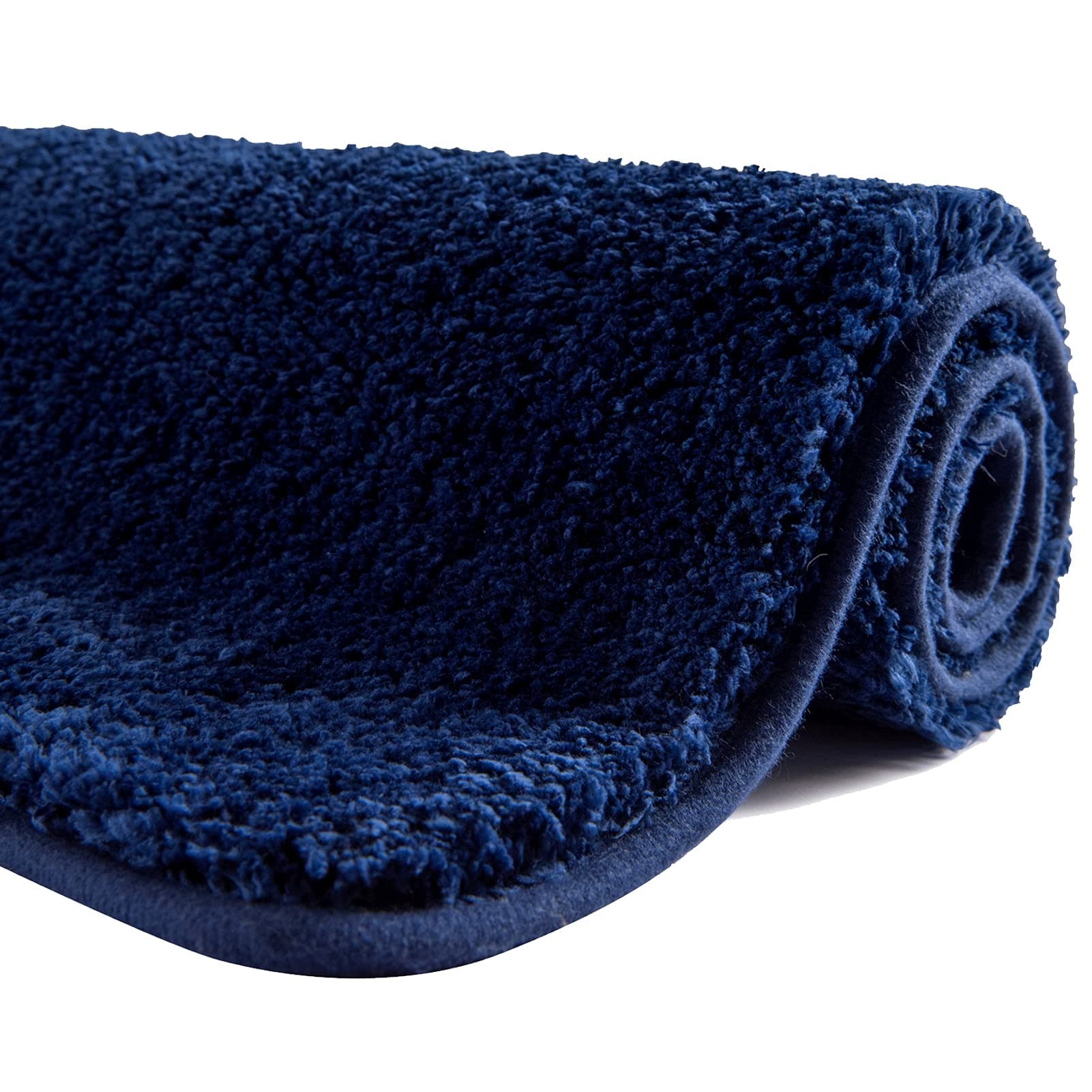 60cm x 40cm Non Slip Bath Mat Machine Washable Durable Soft Fluffy Microfiber Bathroom Mat Water Absorbent Bath Rug Navy Blue