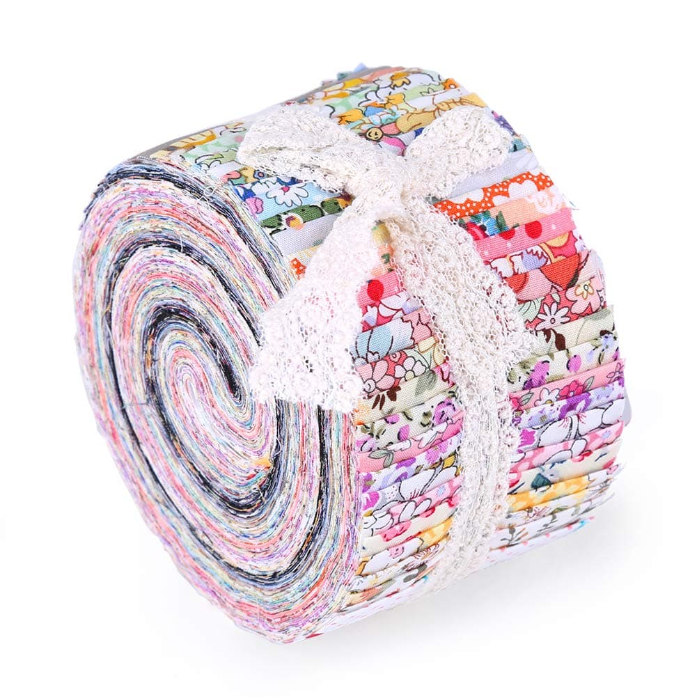 36 Patterns Fabric Jelly Rolls, 6.25x 100cm Fabric Roll Up, Flower Patchwork Cotton Jelly Roll Fabric, Patchwork Crafts with Different Patterns for Crafts