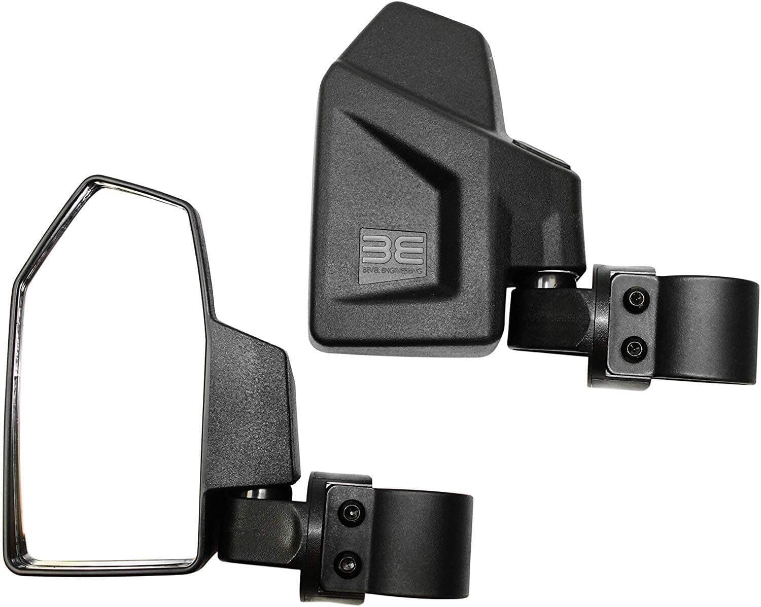 UTV Rear View Side Mirror Kit (2 Pack) - Compatible With 1.6" - 2" Round Roll Cage Bar - Break Away & Adjustable - High Impact Shatter Proof Tempered Glass (Driver & Passenger Side)