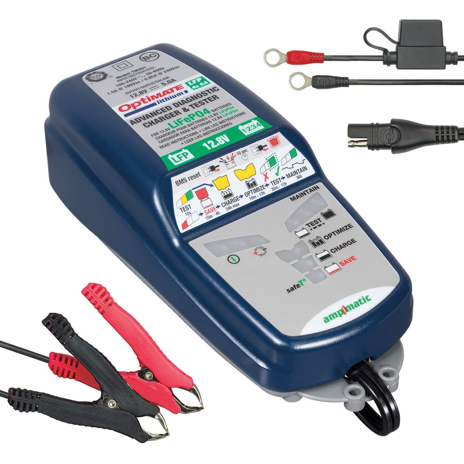 TecmateOptiMate TM-291 Lithium 4s 5A 10-step 12.8V Sealed Battery Saving Charger & Maintainer