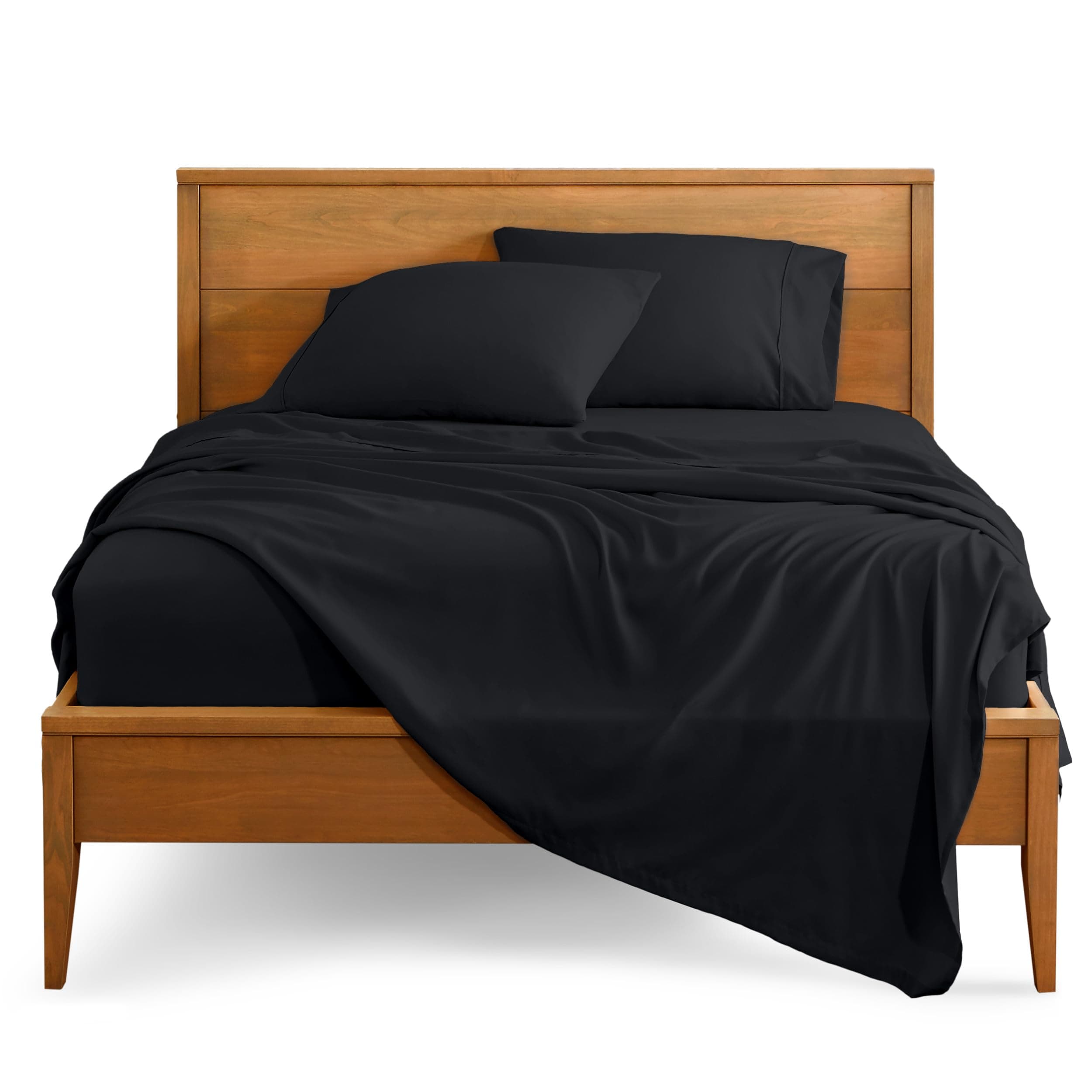 King Sheet Set - 1800 Ultra-Soft Microfiber King Bed Sheets - Double Brushed - Deep Pockets - Easy Fit - 4 Piece Set - Bedding Sheets & Pillowcases (King, Black)