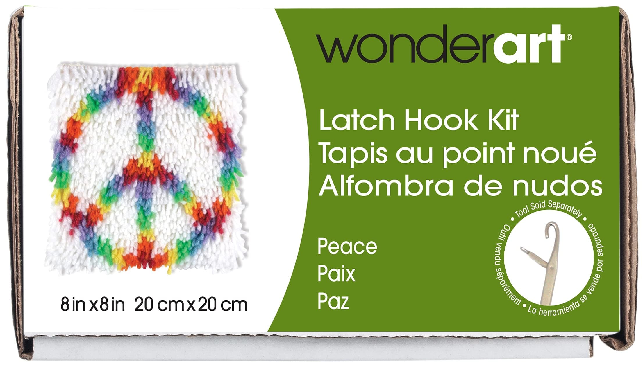Wonderart Peace Latch Hook Kit, 8" X 8"