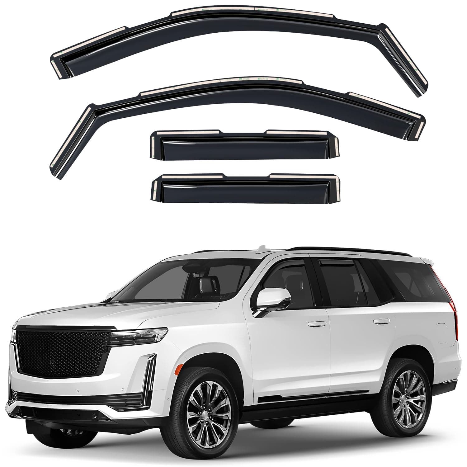Window Deflectors Smoke Tinted in-Channel Side Window Vent Visor Deflectors Rain Guards Compatible with Escalade 2021-2026 - 4pcs. GW0275