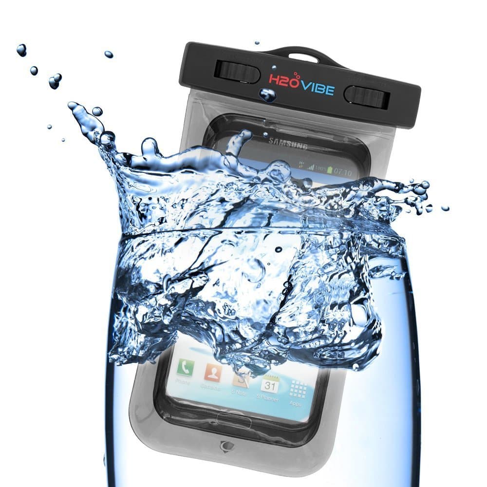 H2O VIBE TM Universal Waterproof Case for use with Apple iPhone 4S, 5, 6, Galaxy S3, S4, S5, Note 1, 2, HTC One, Blackberry Z10, Q10, IPX8 Certified to 100 Feet (Black)