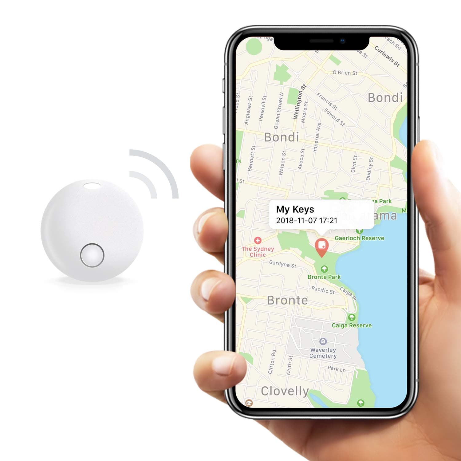 Safedome SD Mini Bluetooth Tracker, Smart Finder for Lost Keys, Wallets, Purses, and Bags. Small Bluetooth Phone Tracking Device with Replaceable Batt