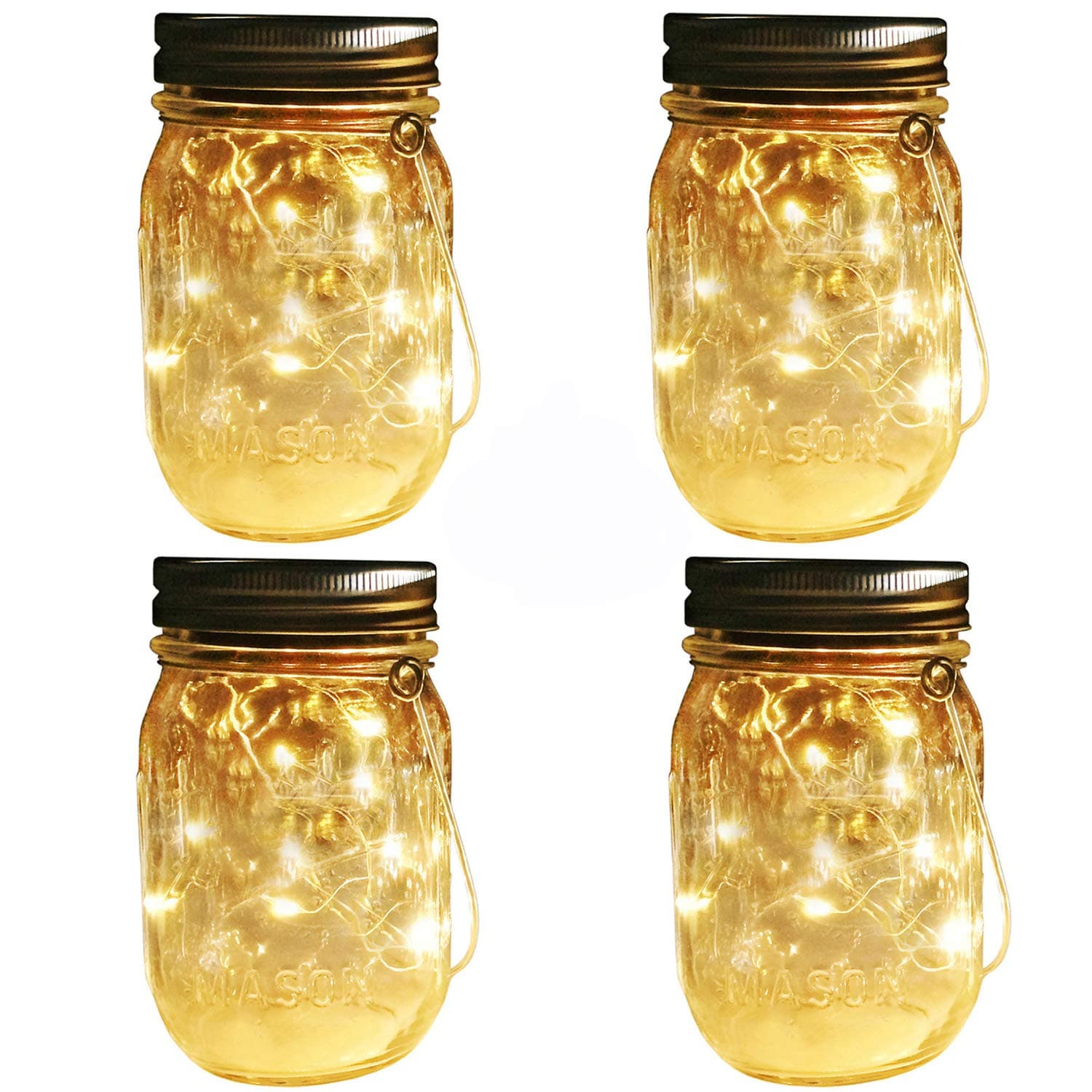 Mason Jar Solar Lights Lanterns, 6-Pack Amber Flame Flicker Lights with Glass Mason Jar,Best for Wedding Garden Patio Outdoor Solar Powered Hanging Lanterns(Jars & Hangers Included)