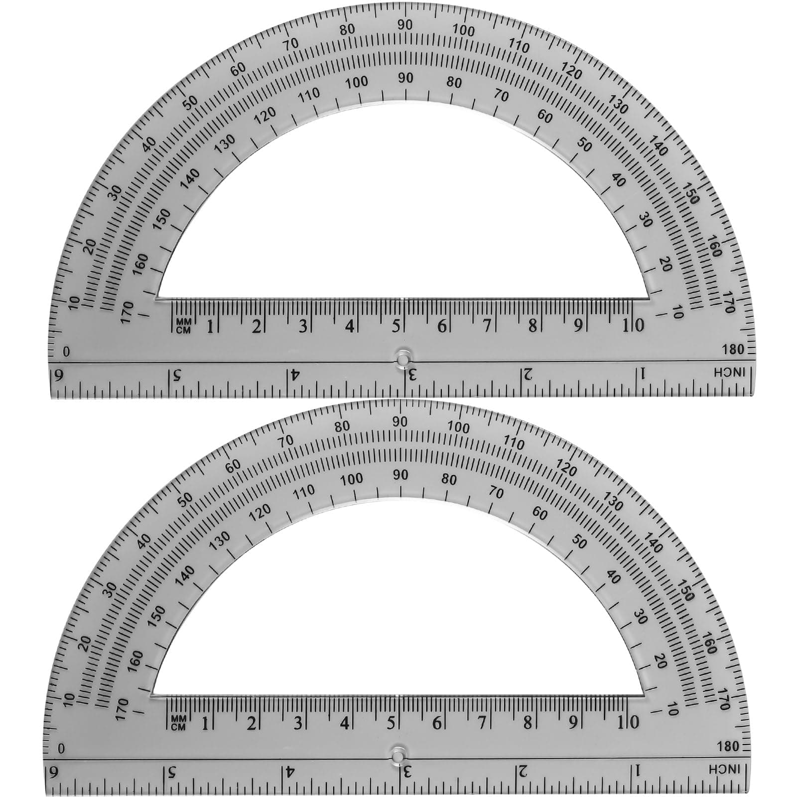 EBOOT Plastic Protractor Math Protractors 180 Degrees, 6 Inch, Pack of 2 (Black)