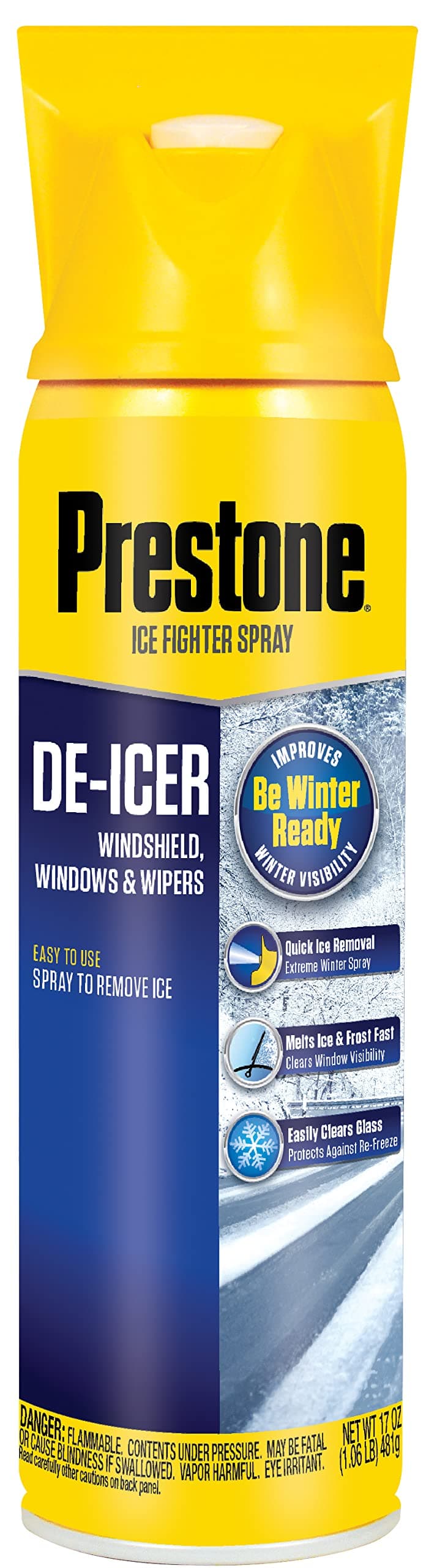 Prestone AS244 De-Icer for Windshield, Windows, and Wipers, 17 oz. Aerosol, 6 pack