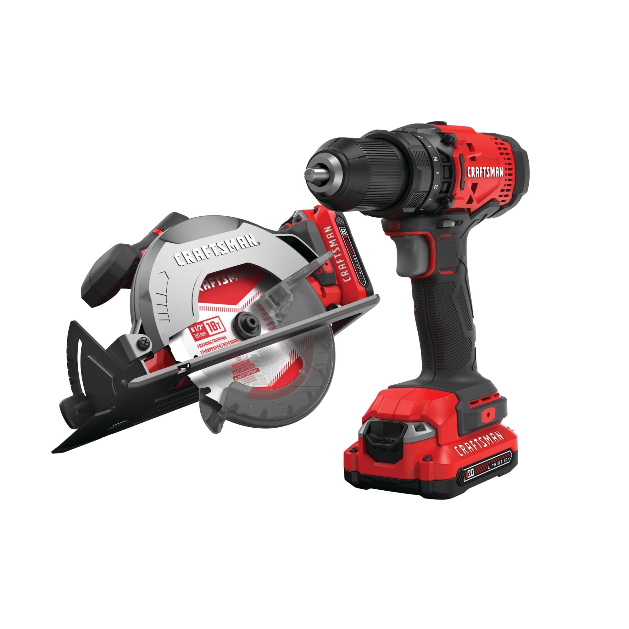 V20 Cordless Power Tool Combo Kit, with Drill/Driver, Circular Saw, 2 Batteries and Charger (CMCK202C2)