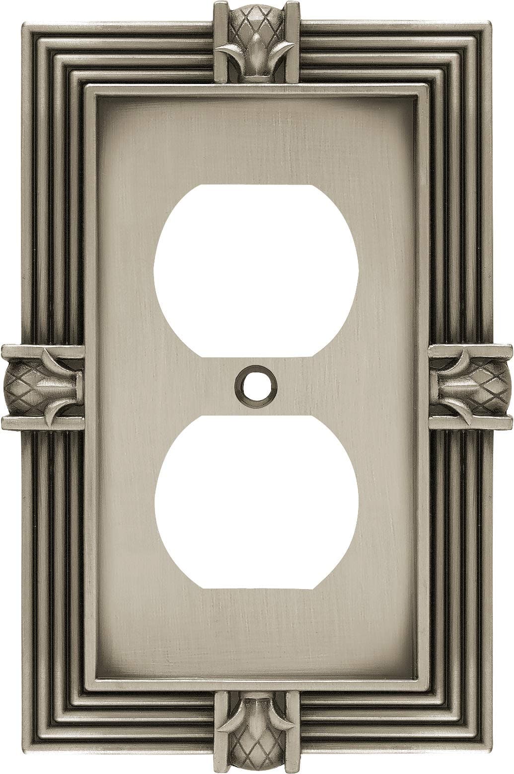 Franklin Brass 64462 Pineapple Single Duplex Outlet Wall Plate/Switch Plate/Cover, Brushed Satin Pewter
