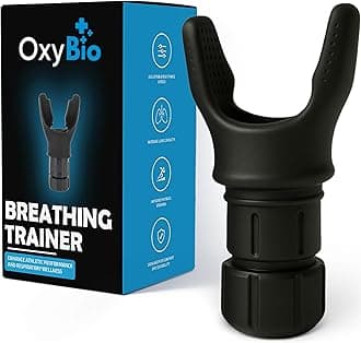 Oxy Respiratory Trainer | Breathe Easier with Stronger Lungs | Made with High Grade Silicone | Breathing Exercise Device for Lungs | Portable | Adjustable Resistance Settings | Black