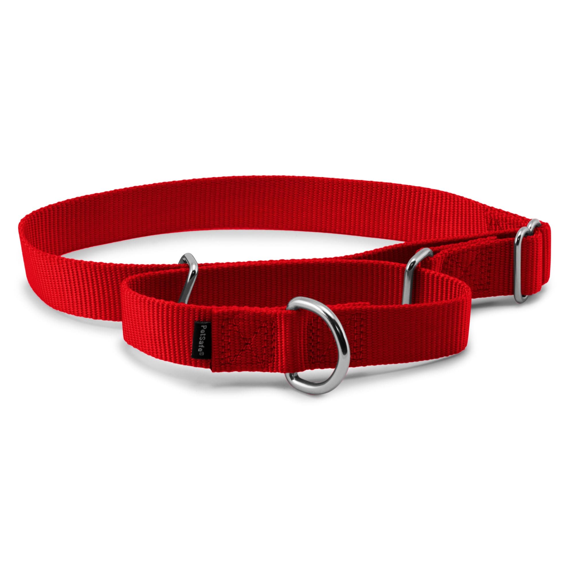 Adjustable Martingale Collar - Only Tightens When Dogs Pull, Prevents Slipping Out - Helps with Strong Pullers, Increased Control - Alternative to Choke Collar - 1", Large, Red