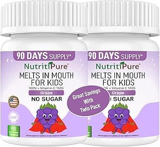 Kids Chewable Iron Supplement (Ferronyl®/Carbonyl Iron 9 mg with Vitamin C 30 mg) Tablet in Delicious Grape Flavor 90 Count (1 Bottle) (2)