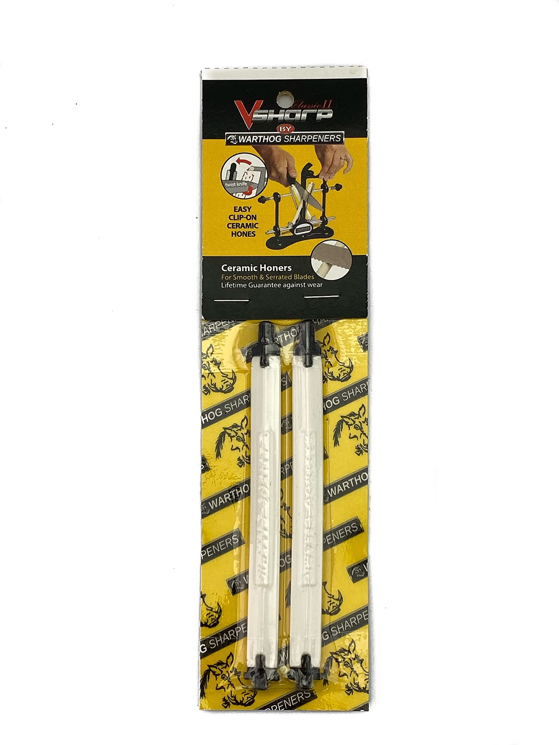 Warthog V-Sharp A4 Ceramic Hone, Two Replacement Stones for the A4 & Classic II Knife Sharpener Systems, For Knives with Smooth or Serrated Edges