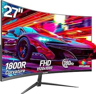27 inch Curved Gaming Monitor,144Hz/180Hz PC Monitor Full HD 1080P, Frameless 1800R Computer Display with FreeSync & Eye-Care Technology, Wall Mountable, DP, HDMI Port (Black)