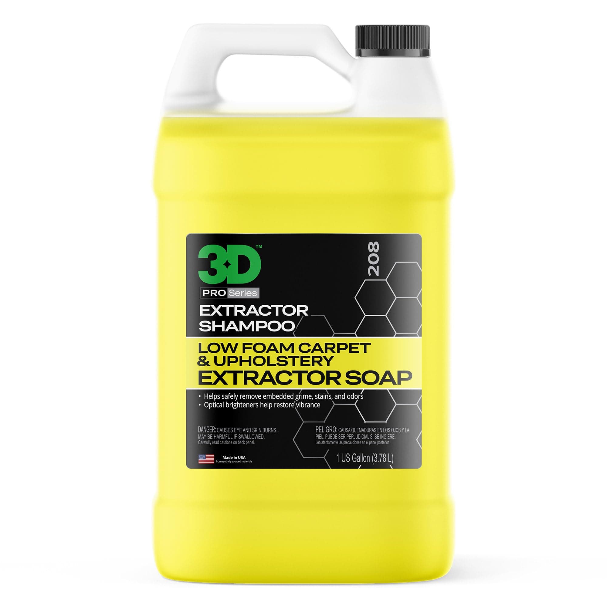 3D Extractor Carpet Cleaner Shampoo for Machine Use - Upholstery Cleaner, Stain Remover & Odor Eliminator - Low Foam, No Residue Formula 1 Gallon