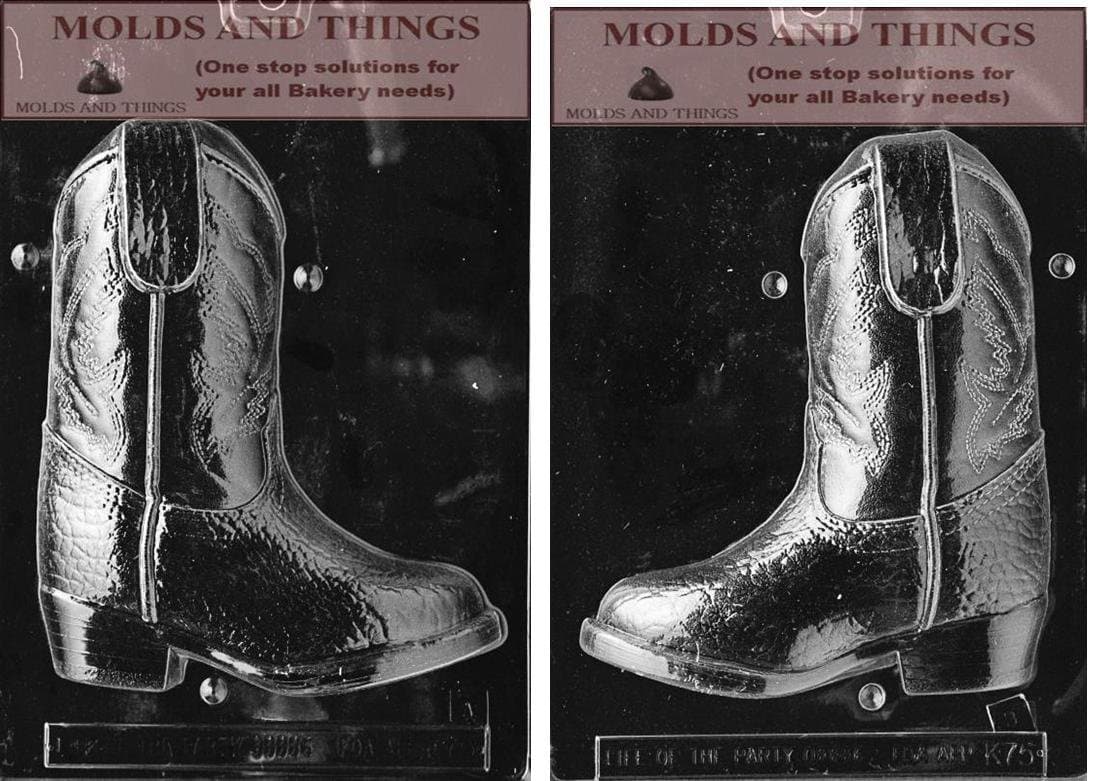 3D Cowboy Boot Chocolate candy mold with copywite molding Instructions - 2 mold set