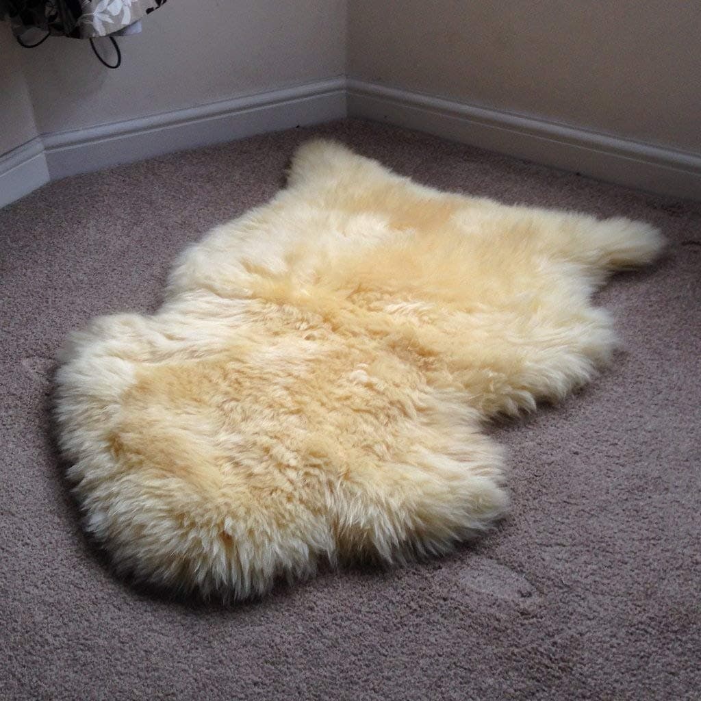 Genuine Cream Sheepskin Rug with Extra Thick Wool (Medium)