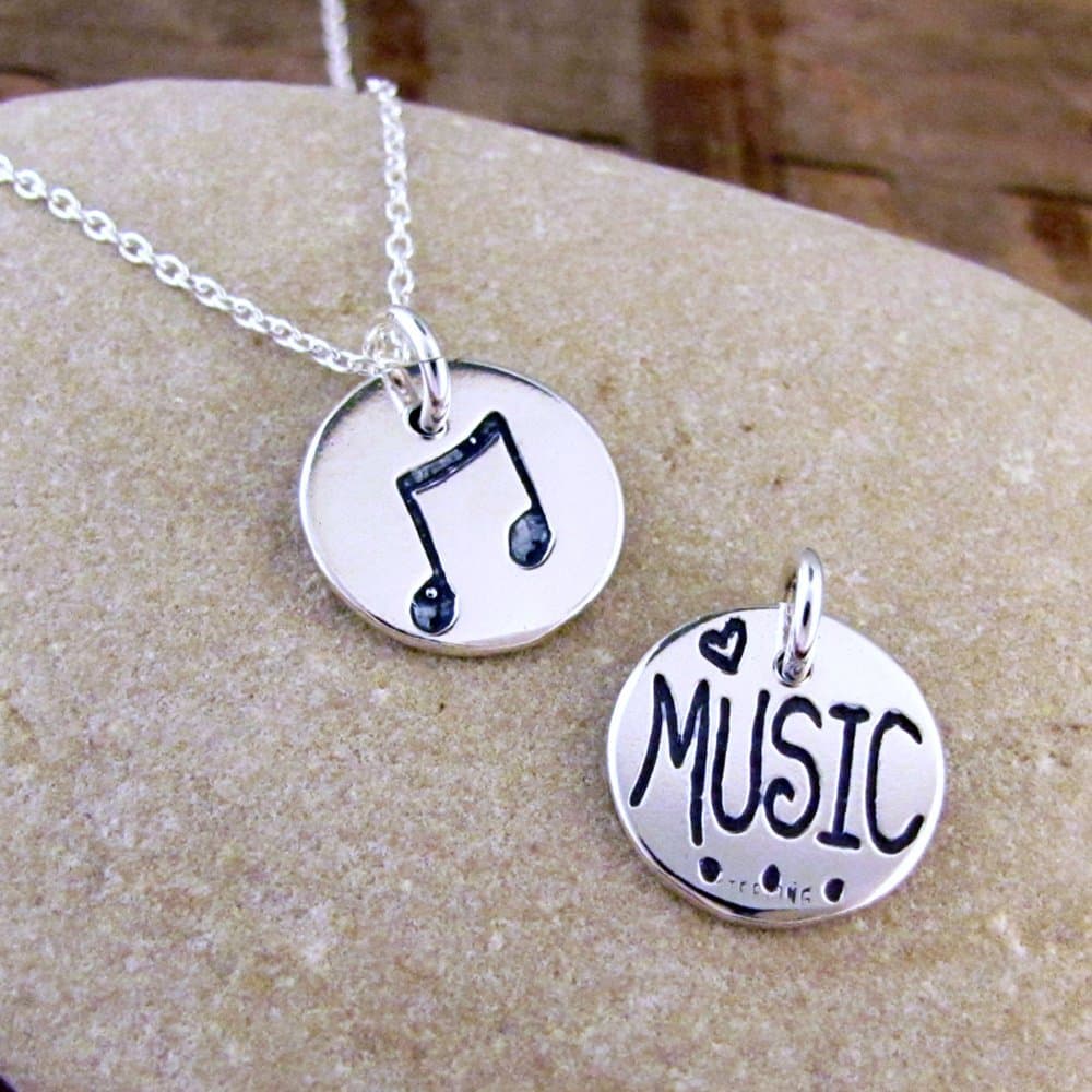 Music Note Necklace - Sterling Silver Eighth Note Charm