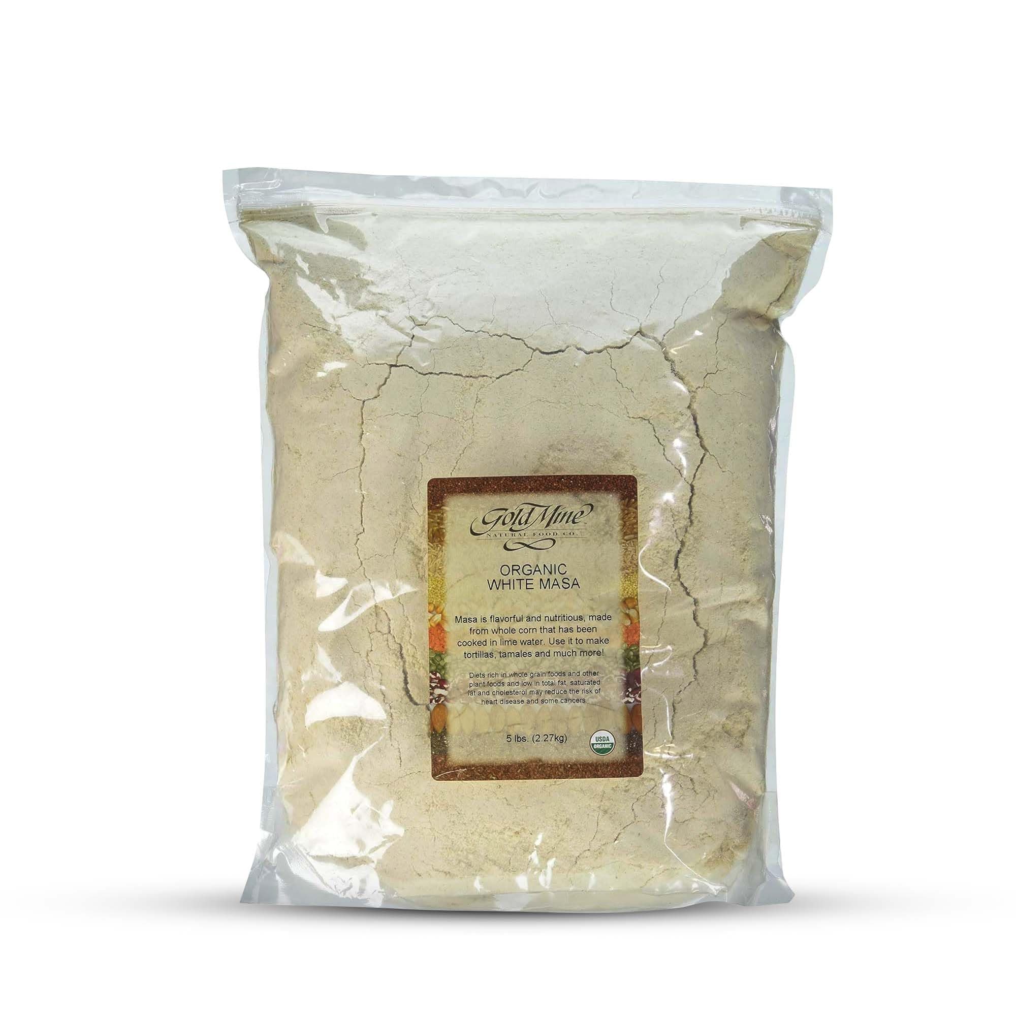 Gold Mine Natural Food Co. Gold Mine Masa Harina - USDA Organic - Macrobiotic, Vegan, Kosher and Gluten Free Flour for Healthy Mexican Dishes – 5 lbs, White Corn, 80 Oz