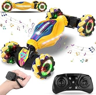 Gesture RC Car - Gesture Sensing RC Stunt Car Toys for Boys Girls Aged 6-12, 2.4GHz 4WD Hand-Controlled Remote Control Twist Car with Lights Music - Best Birthday Gifts for Kids