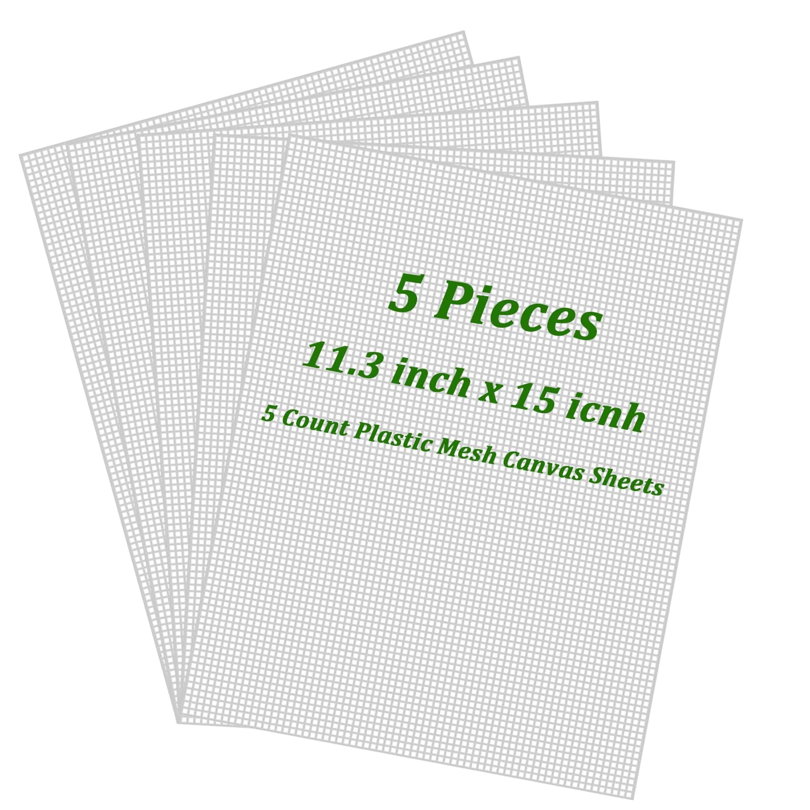 5PCS Plastic Canvas Sheets 15x11.3 inch, 5 Count Plastic Canvas Mesh Sheets, Eye Mesh for Embroidery Crafting, Knit, Crochet DIY Projects - Needlepoint Canva Sheet