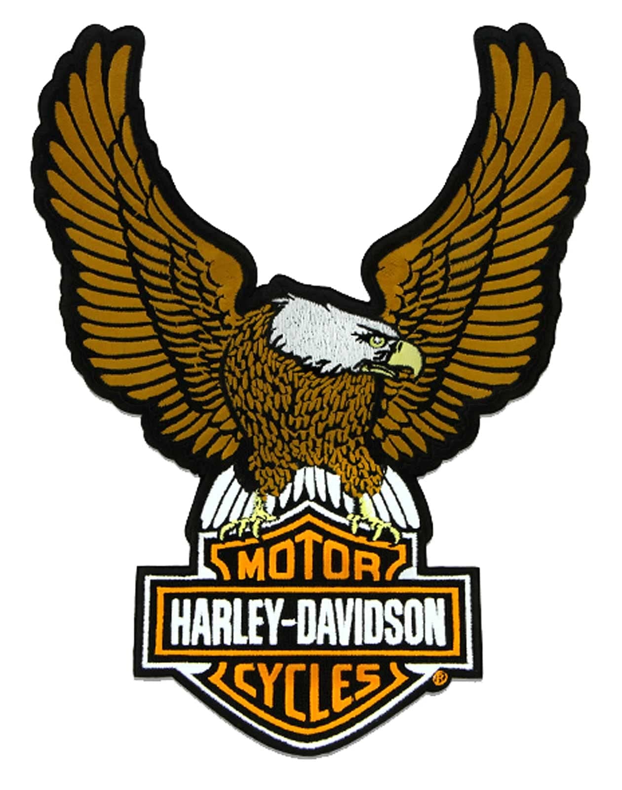 Harley-Davidson 10.25 in Embroidery Brown Eagle Bar & Shield Emblem Sew-On Patch