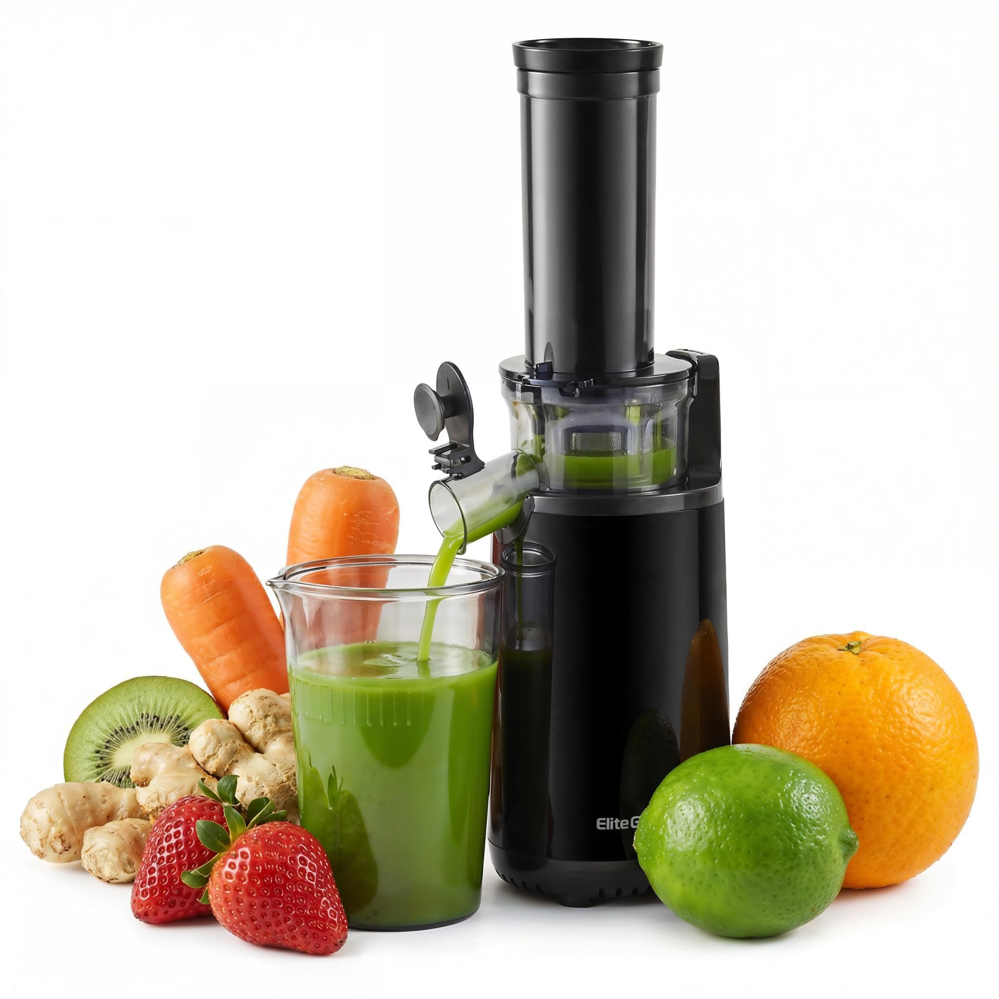 EJX600 compact and small space-saving slow chewing, cold pressed juice extractor, nutrient and vitamin dense, easy to clean