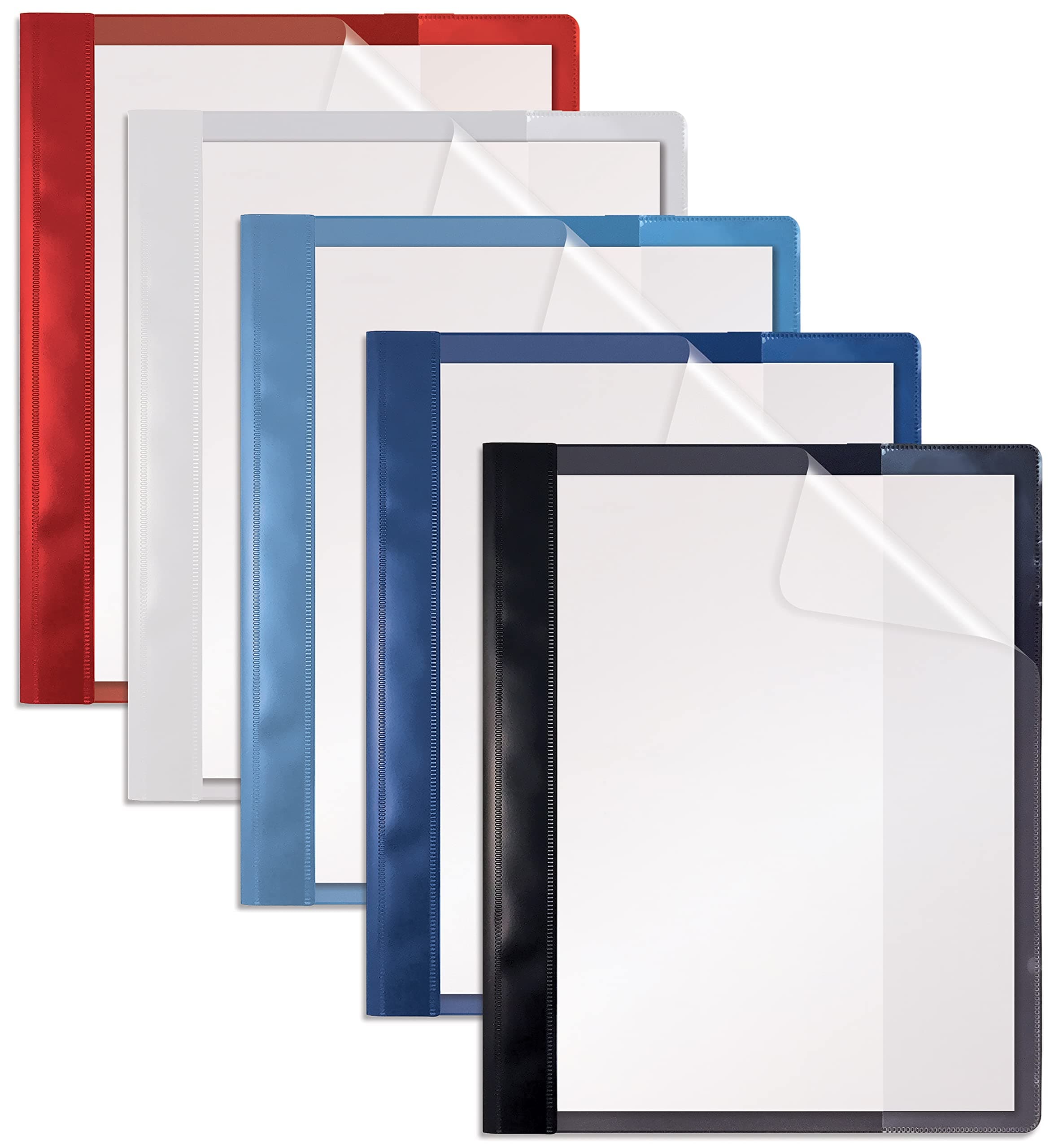 Ultra Durable Clear Front Report Covers, 25 Per Box, Letter Size, Assorted Colors, Poly Back Cover, with Fasteners, Lay Flat, Box of 25
