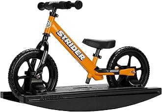 12” Sport Bike + Rocking Base - Helps Teach Baby How to Ride a Balance Bicycle - for Kids 6 Months to 5 Years - Easy Assembly & Adjustments