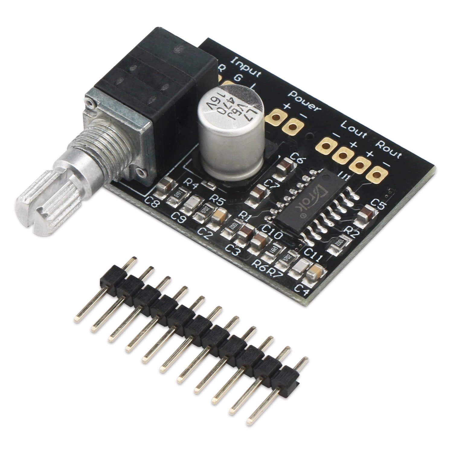 Power Amp Module, DROK DC 3V-5.5V 3W+3W 2.0 Digital Audio Amplifier Board PAM8403 5V Dual Channel Portable Mini Stereo Amplify Chip with Potentiometer for Sound System Speaker DIY