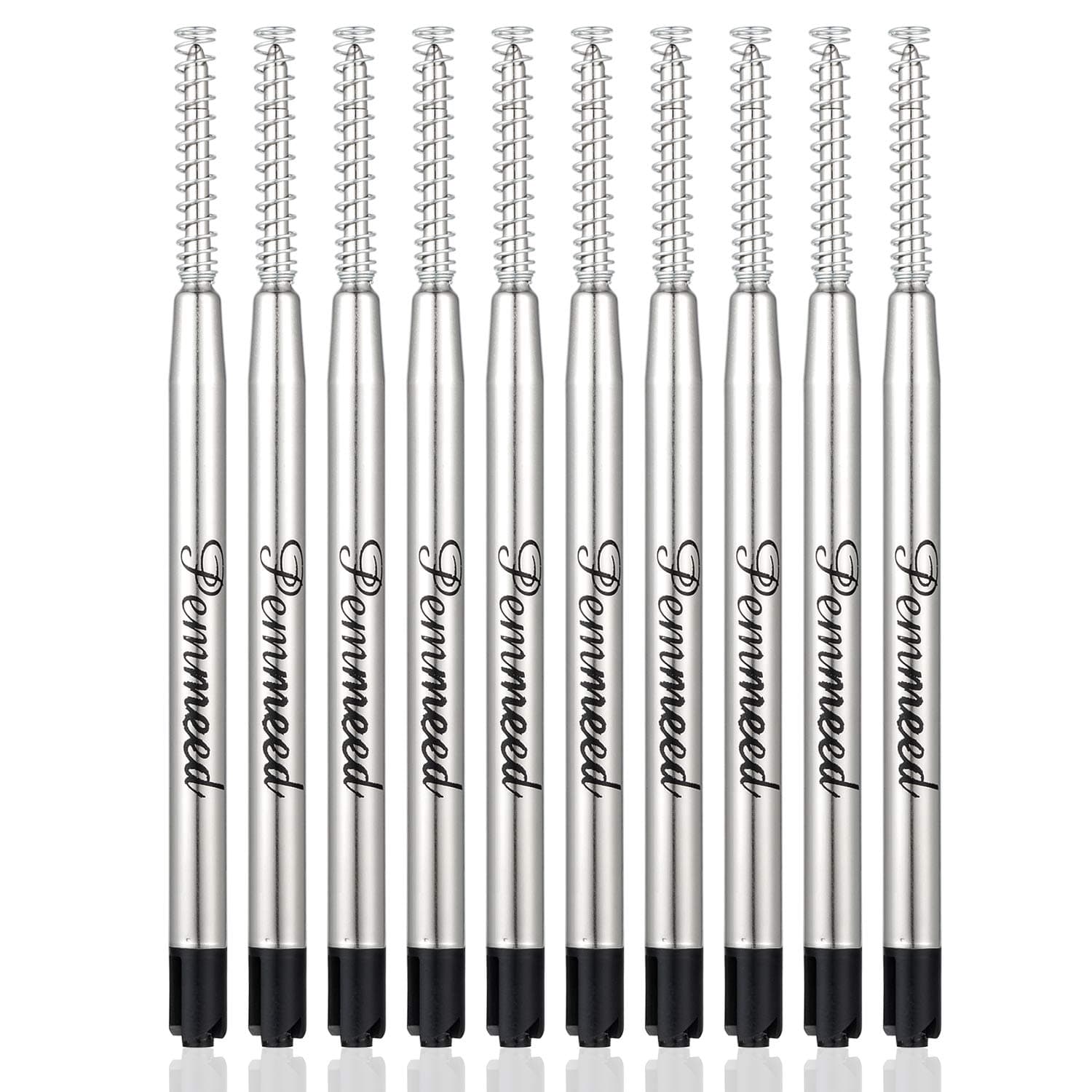 Ballpoint Pen Refills with Spring for Penneed B5/B6/B8 Pen, Parker Waterman Compatible Ballpoint Pen Refills Twist Action Medium Point 1.0mm Pack of 10(Black Ink)