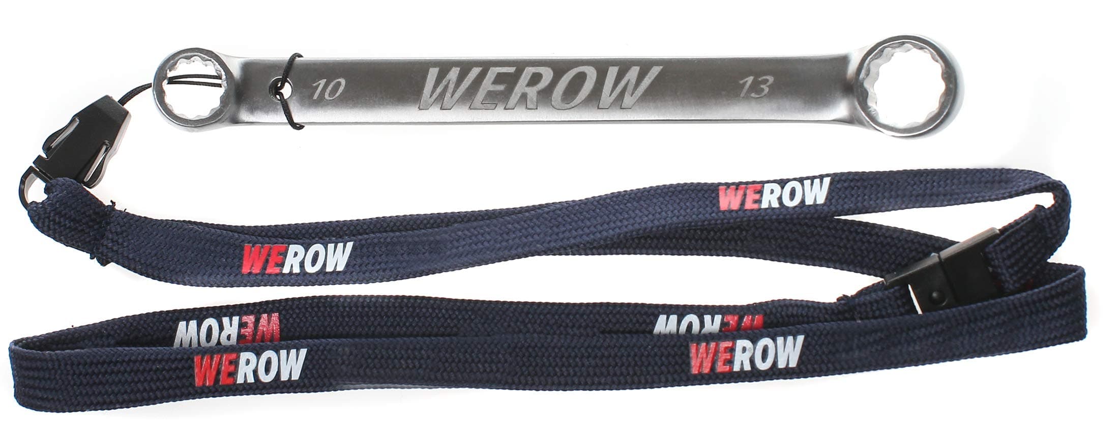 WEROW Rigger Jigger rowing tool & lanyard, ultimate 10x13mm spanner for rowers - light ergonomic stainless steel and hangs comfortably around the neck