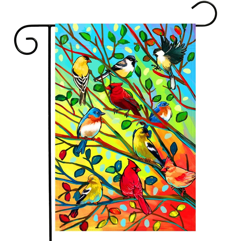 Tree Birds Garden Flags 12x18 Inch Double Sided Yard Flags for Outside Decoration