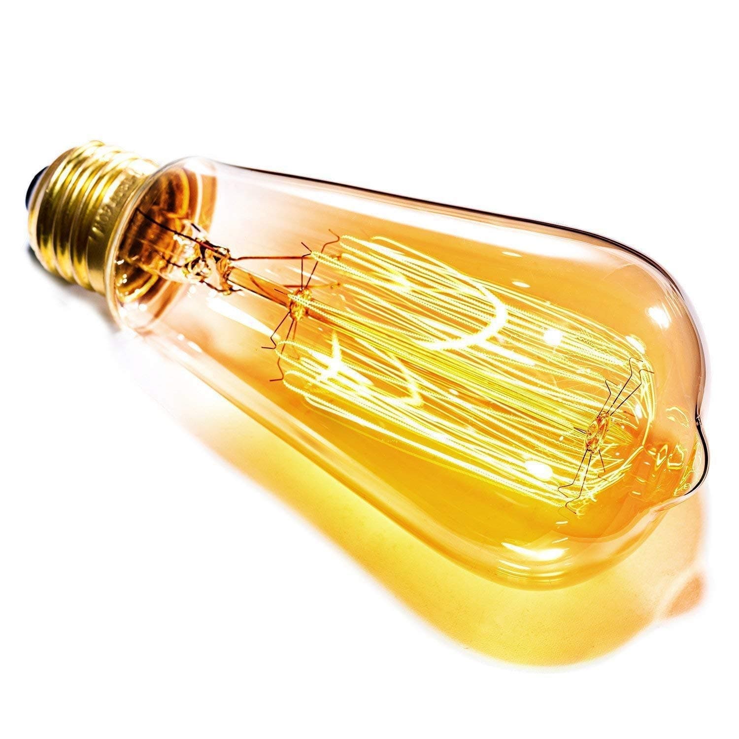 Vintage Edison Light Bulb 40w Retro Old Fashioned ST64 E27 Screw 220V Tungsten Filament Glass Antique Lamp 2200K Warm White [Energy Class A]